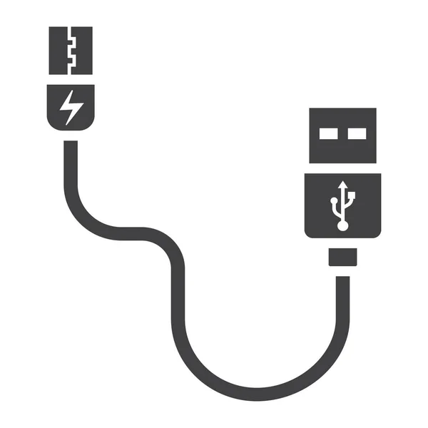 Cabo USB ícone sólido, conector e carregador — Vetor de Stock