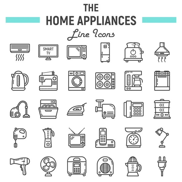 Línea de electrodomésticos icono conjunto, símbolos de la tecnología Vectores De Stock Sin Royalties Gratis