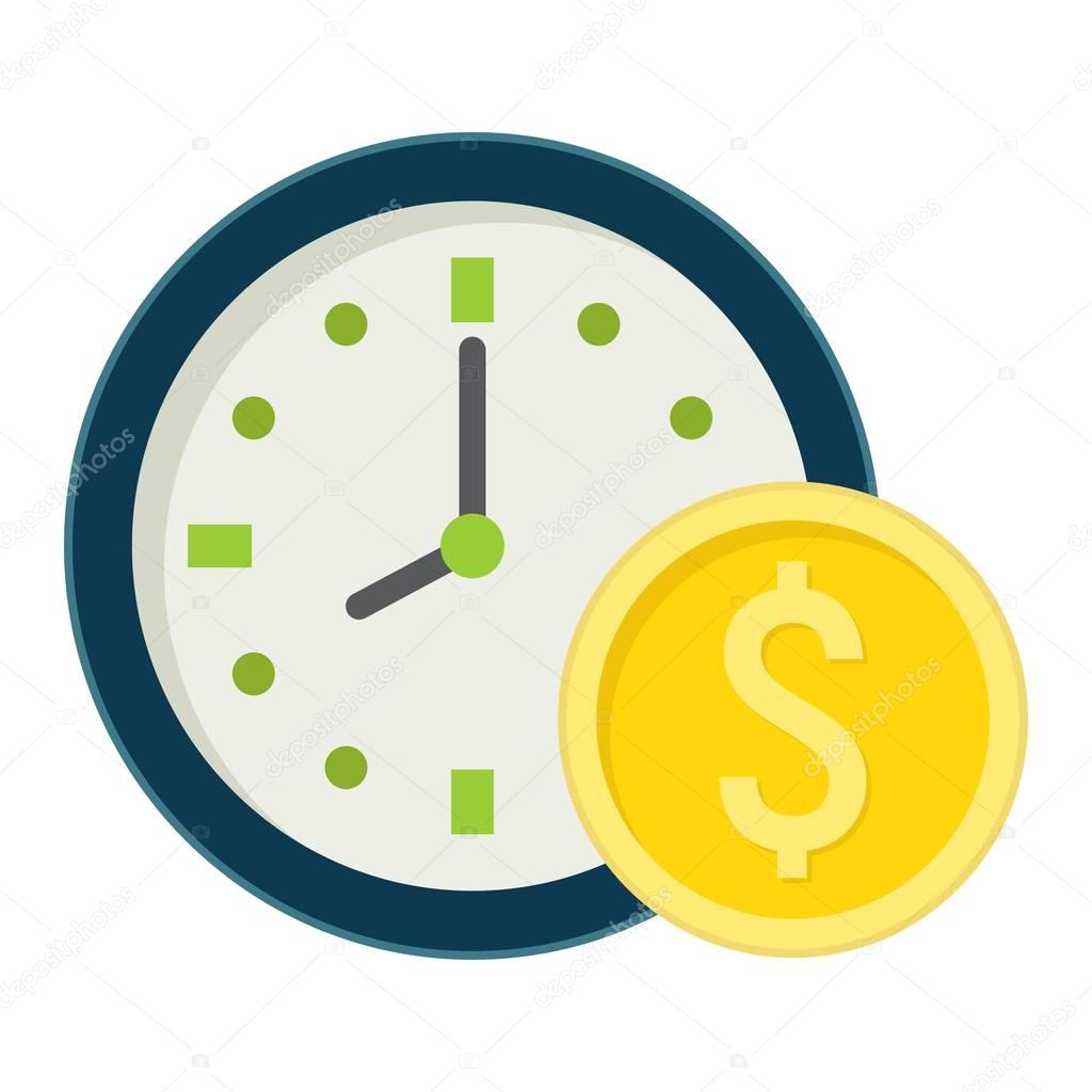 Time Is Money flat icon, business and finance