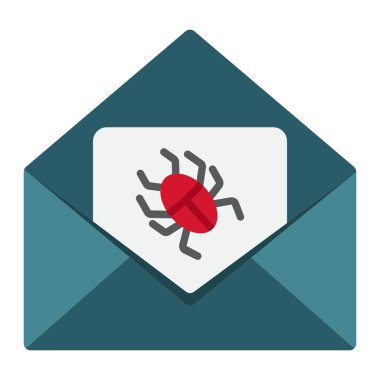 Virüs e-posta düz simgesi, spam ve güvenlik