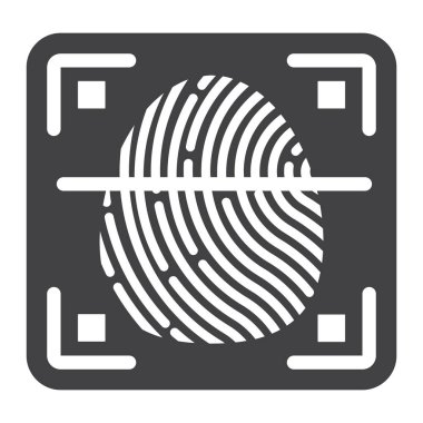 Parmak izi tarayıcı katı simgesi, kimliği ve güvenlik