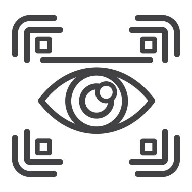 Eye scan line icon, security and iris scanner clipart