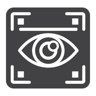 Göz taraması katı simgesi, güvenlik ve Iris tarayıcı