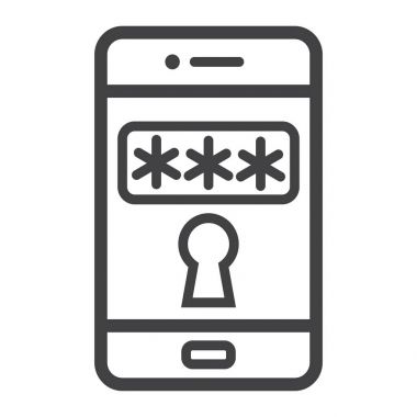 Mobil güvenlik satırı simgesi, güvenlik ve akıllı telefon