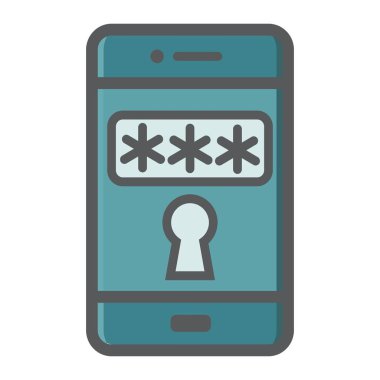 Mobil güvenlik renkli satırı simgesi, smartphone