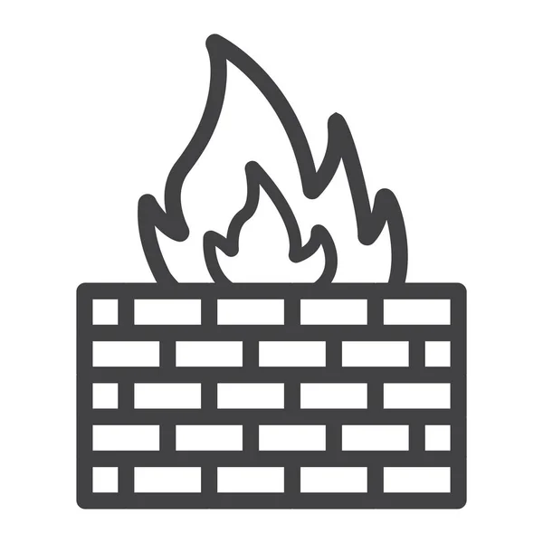 Brandväggen linje-ikonen, säkerhet och tegel vägg — Stock vektor