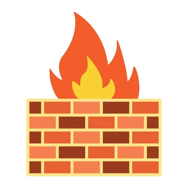 Tűzfal lapos ikon, a biztonság és a tégla fal — Stock Vector