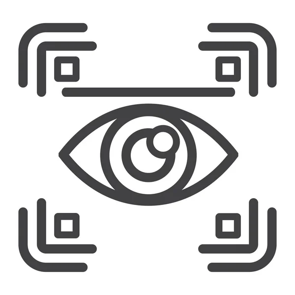 Oog scan lijn pictogram-, veiligheids- en iris scanner — Stockvector