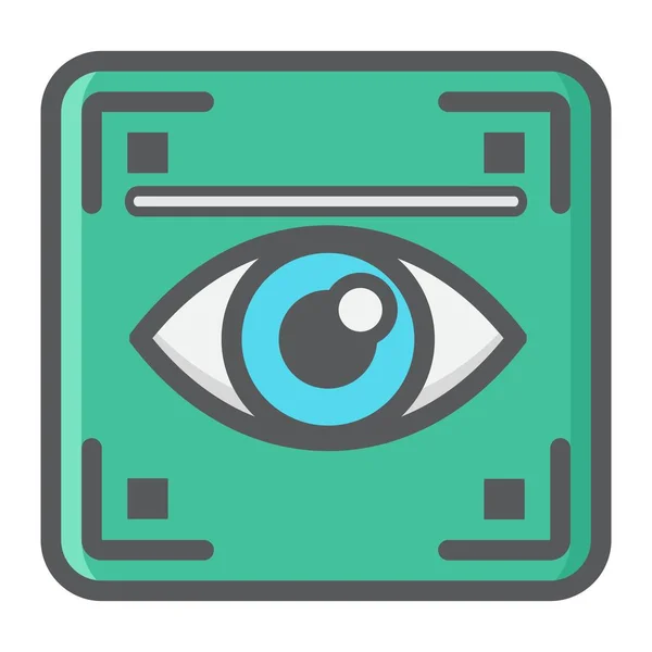 Scan kleurrijke lijn oogpictogram, iris scanner — Stockvector