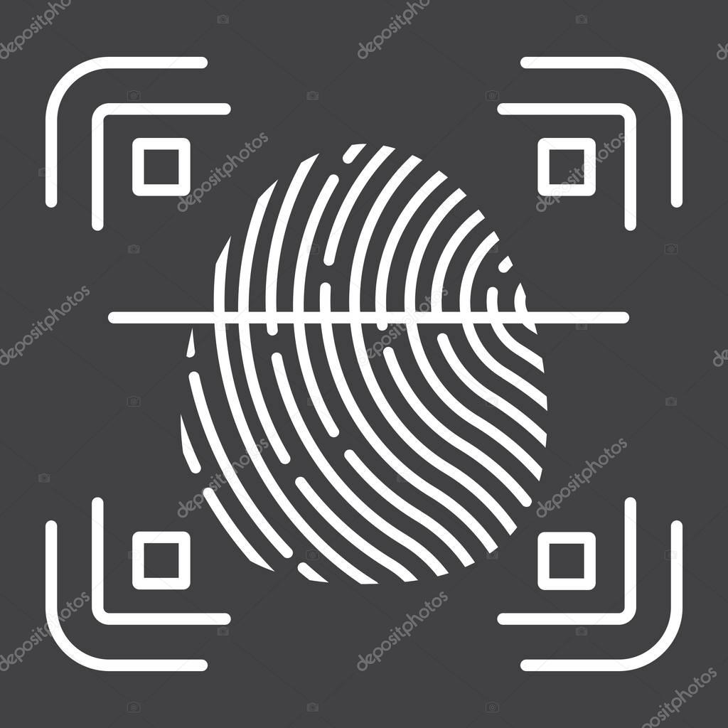 Fingerprint scanner line icon, id and security