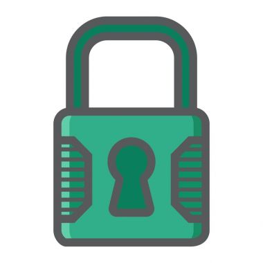 Asma kilit renkli çizgi simgesi, güvenlik ve kilit