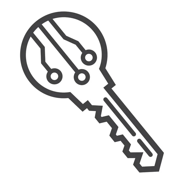 Elektronische sleutel lijn pictogram, beveiliging en toegangsbeheer — Stockvector