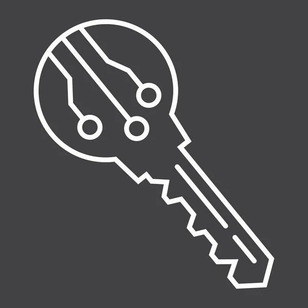 Elektronische sleutel lijn pictogram, beveiliging en toegangsbeheer — Stockvector