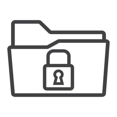 Güvenli veri klasörü satırı simgesi, güvenlik ve asma kilit