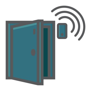 Kapı sensör renkli satırı simgesi, güvenlik ve alarm