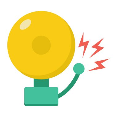 Yangın alarm düz simgesi, davetsiz misafir alarmı ve güvenlik