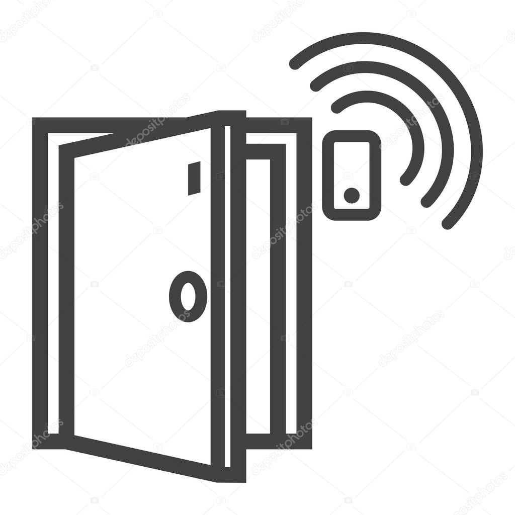 Door sensor line icon, security and alarm, vector graphics, a linear pattern on a white background, eps 10.