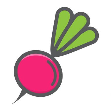 Turp renkli satırı simgesi, bitkisel ve diyet