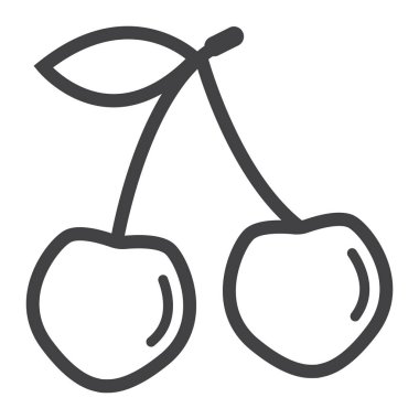 Kiraz satırı simgesi, meyve ve diyet, vektör grafiği