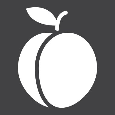 Şeftali katı simgesi, meyve ve diyet, vektör grafiği