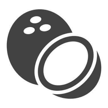 Hindistan cevizi katı simgesi, meyve ve tropikal,