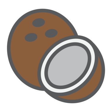 Hindistan cevizi satırı simgesi, meyve ve tropikal