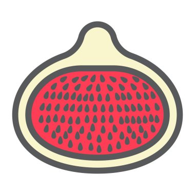 İncir çizgi simgesine, meyve ve diyet, vektör grafikleri