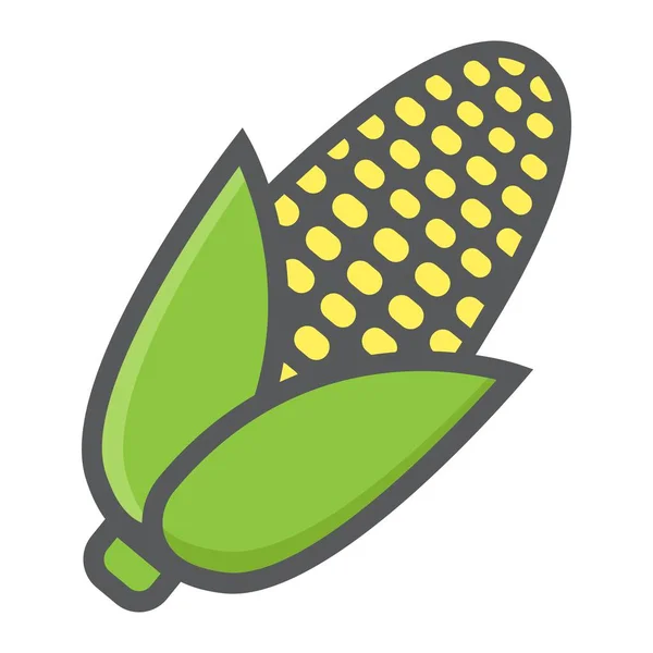 Icono de línea de maíz colorido, verduras y maíz — Vector de stock