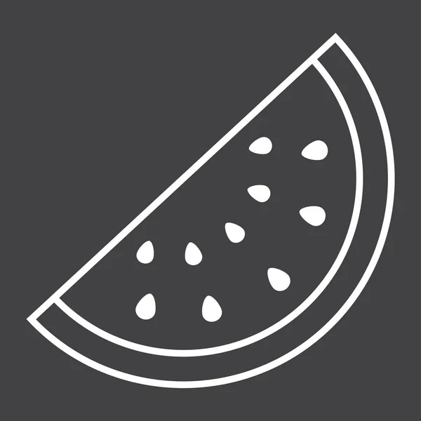 Icono de línea de sandía, fruta y dieta — Vector de stock