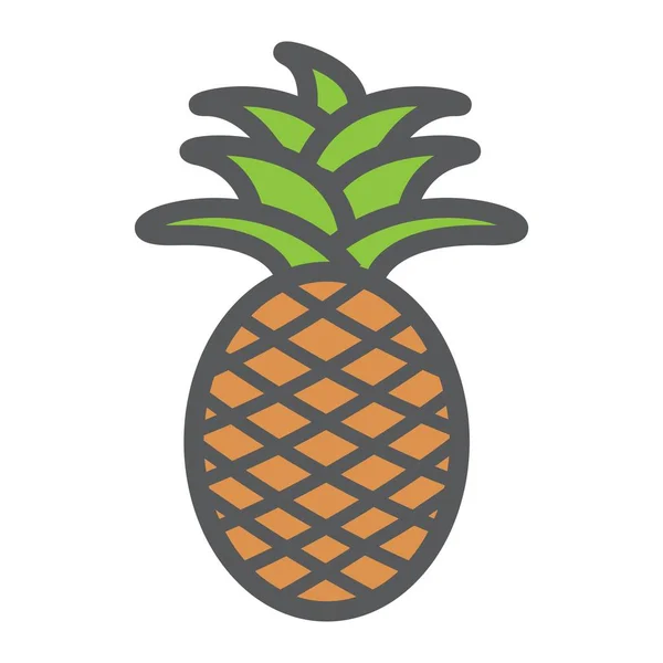 Icono de línea de piña, fruta y tropical — Vector de stock