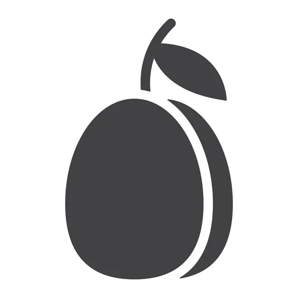 Ciruela icono sólido, fruta y dieta, gráficos vectoriales — Vector de stock