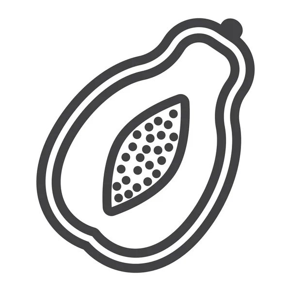 Icono de línea de papaya, fruta y tropical — Vector de stock