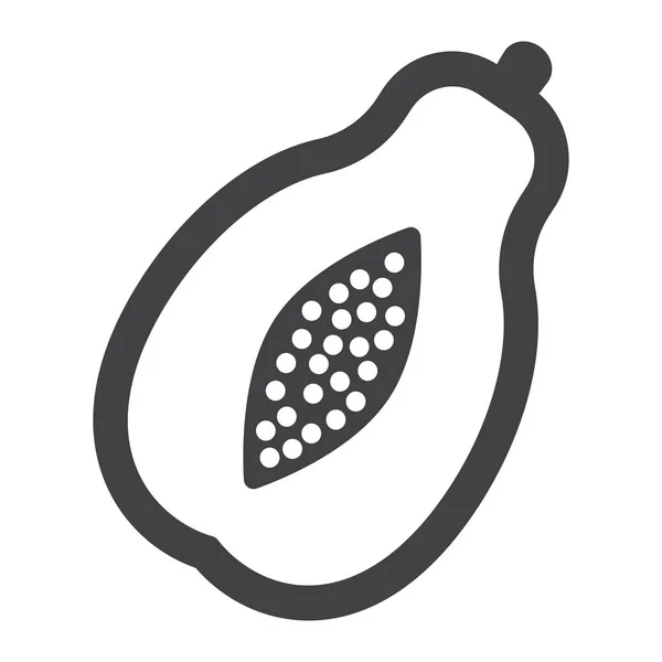 Papaya solid ikon, frukt och tropiska — Stock vektor
