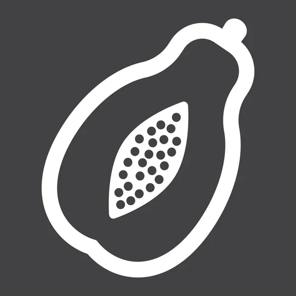 Papaya solid ikon, frukt och tropiska — Stock vektor