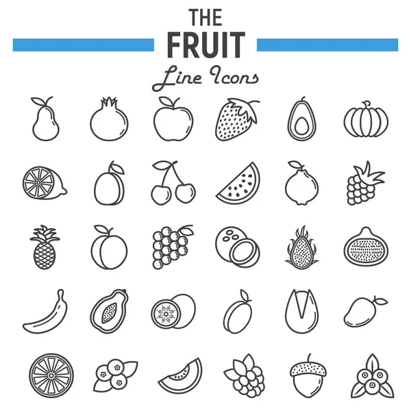フルーツ ラインのアイコン セット、食品のシンボル コレクション — ストックベクタ