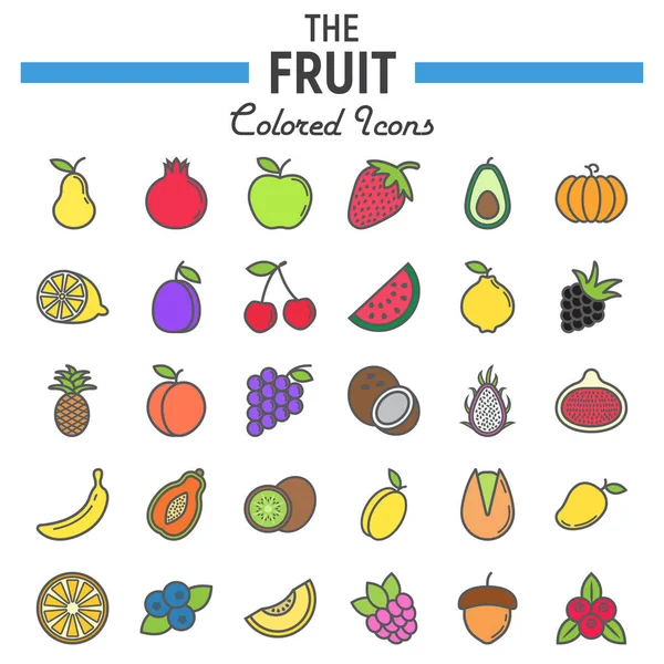 Fruchtlinie Symbolset, Sammlung von Lebensmittelsymbolen — Stockvektor