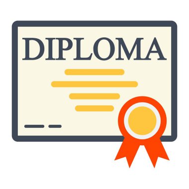 Diploma düz simgesi, eğitim ve sertifika