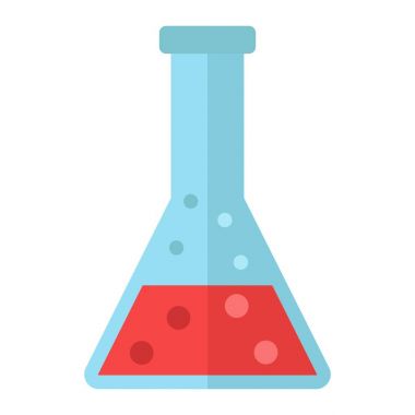 Kimya düz simgesi, laboratuvar ve test tüpü