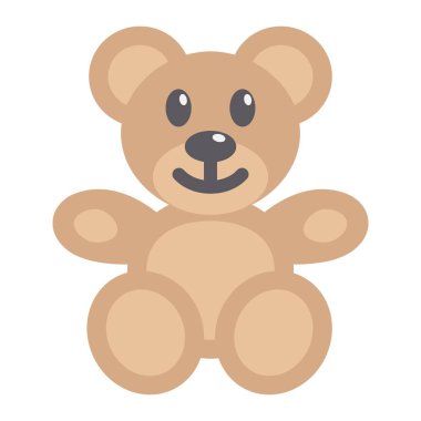 Oyuncak ayı düz simgesi, peluş oyuncak ve bebek