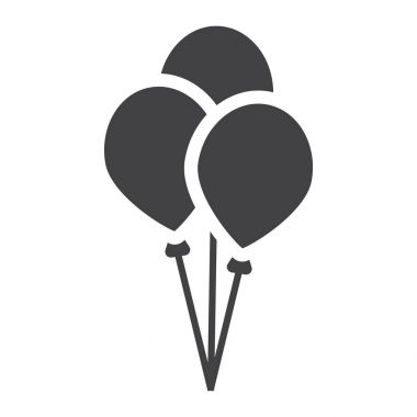 Balonlar katı simgesi, parti ve tatil