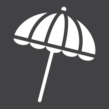 Güneş şemsiyesi katı simgesi, turizm, seyahat şemsiye