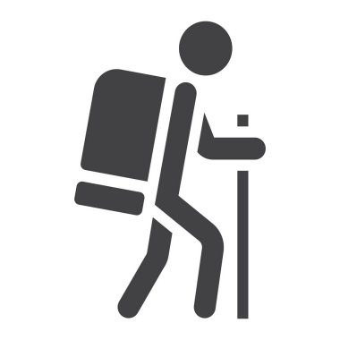 Hiking katı simgesi, seyahat ve Turizm, turizm