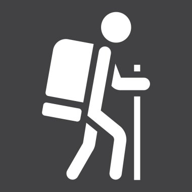 Hiking katı simgesi, seyahat ve Turizm, turizm