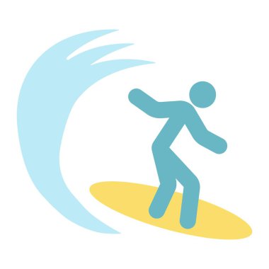 Sörfçü düz simgesi, seyahat ve Turizm, sörf