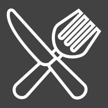 Çatal ve bıçak satırı simgesi, akşam yemeği ve Restoran