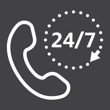 24 7 satırı simgesi de, hizmet ve Web sitesi desteği