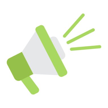 Hoparlör düz simgesi, megafon ve Web sitesi