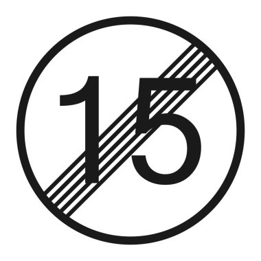 Sonunda en fazla hız sınırı 15 işareti satırı simgesi