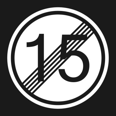 Sonunda en fazla hız sınırı 15 işareti düz simgesi