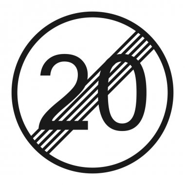 Sonunda en fazla hız sınırı 20 işareti satırı simgesi